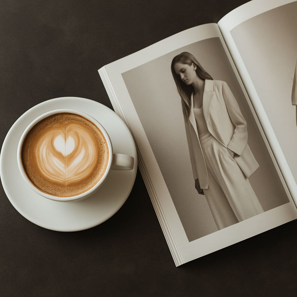 Cappuccino and a fashion magazine